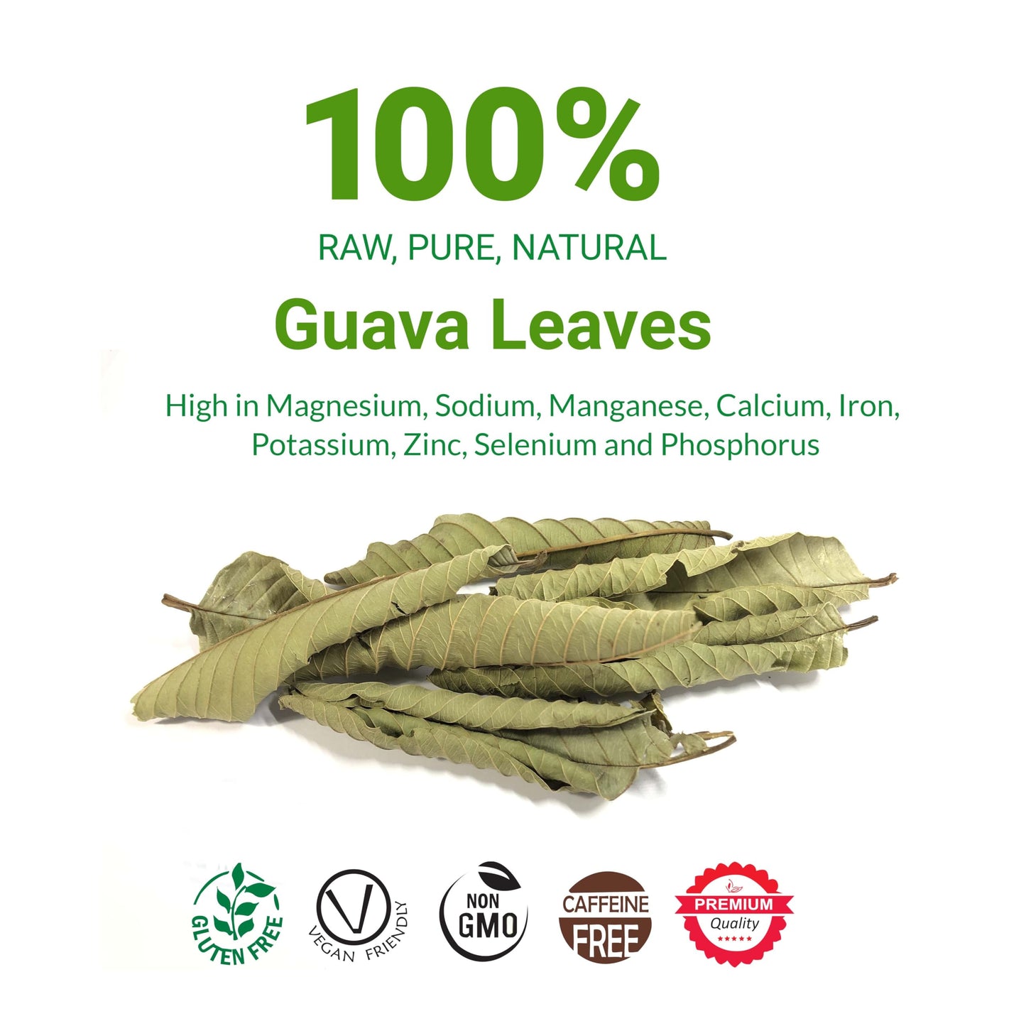 Akshit Organic Guava Leaves Tea, Dried, Caffeine-Free, 2.6oz (Pack of 2)