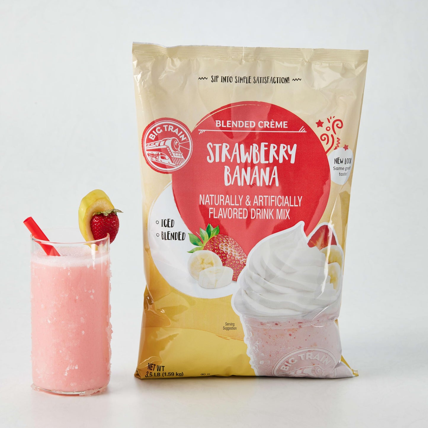 Big Train Strawberry Banana Blended Crme Beverage Mix, 3.5 Pound (Pack of 1)