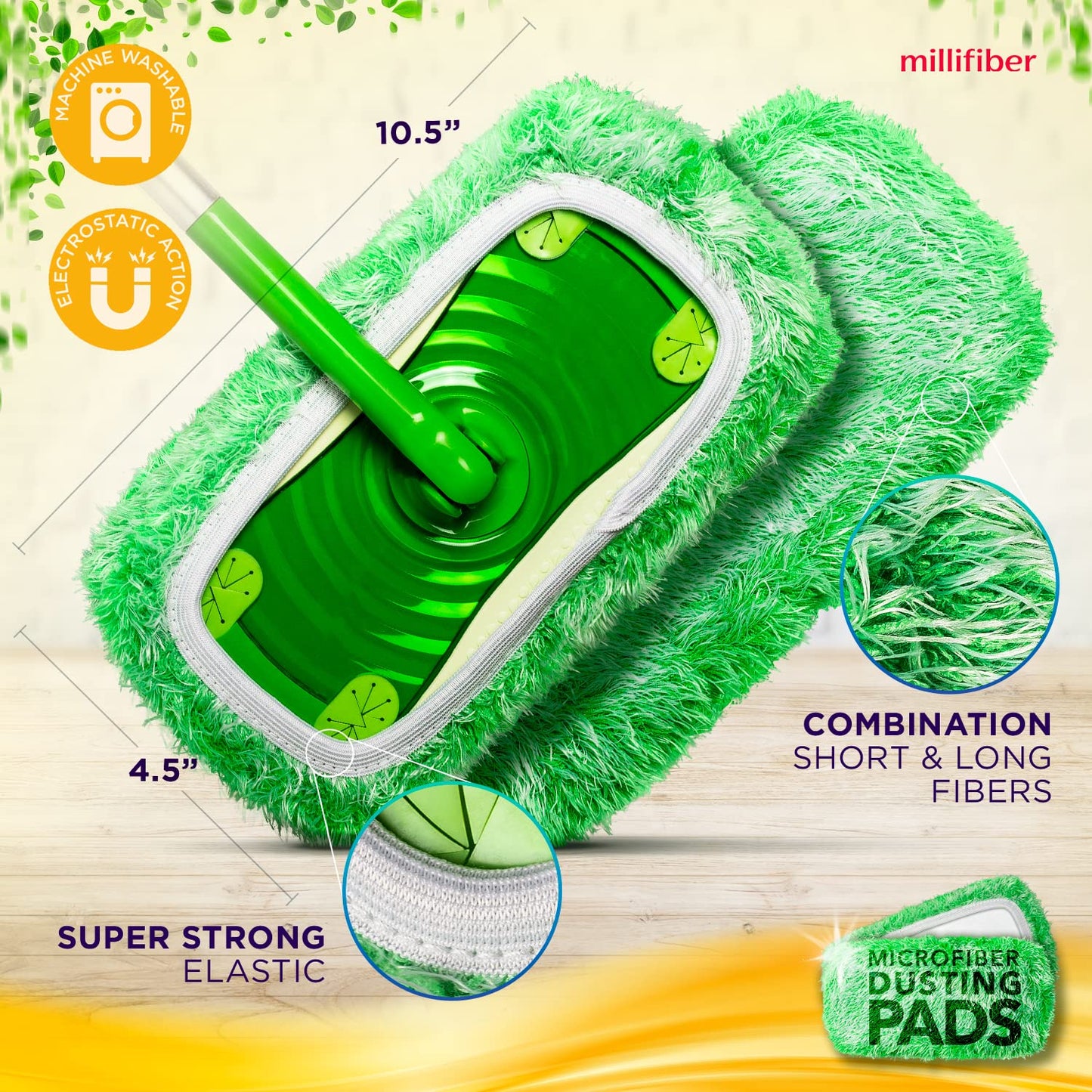 Millifiber Heavy Duty Duster Refills For Swiffer Sweeper Mop (2 Pack) - Reusable Dry Sweeping Pads (Mop Is Not Included)