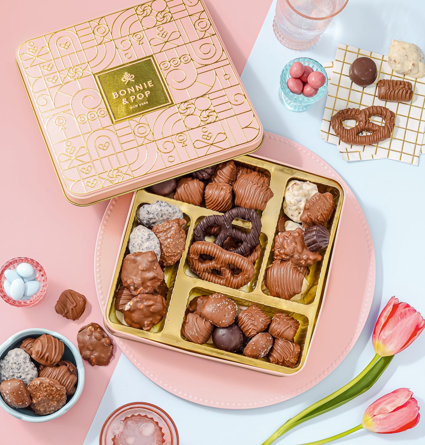 Chocolate Gift Basket for Women, Candy Gift Box for Woman, Gift Set for Mothers Day, Holidays, Her, Mom, Wife, Anniversary | Bon