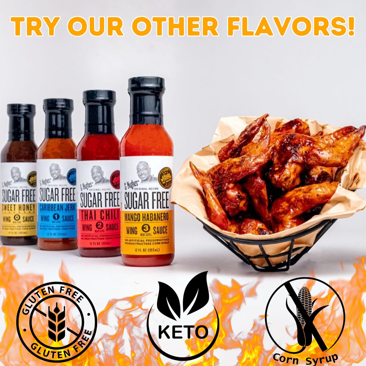 G Hughes Sugar Free Sweet Honey Wing Sauce - Hot Honey Bbq Sauces, Honey Garlic Sauce, Sugar Free Barbecue Sauce, Gluten Free Barbecue Sauces, Hot Honey Sauce, Bbq Honey - 12 Oz (3-Pack)