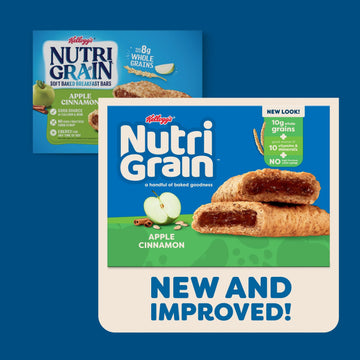 Nutri-Grain Breakfast Bars, Made with 10g Whole Grains, Snack Bars, Apple Cinnamon (3 Boxes, 48 Count)