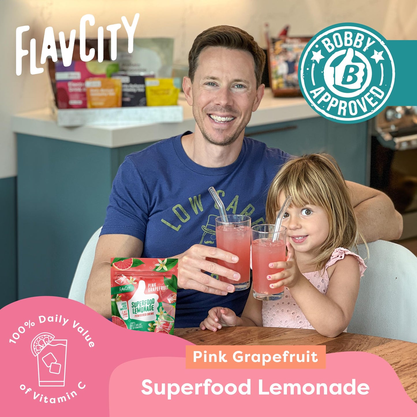 FlavCity Pink G fruit Lemonade Drink Mix - Sugar-Free, Keto, Non-GMO - 3.8 Ounce Pack