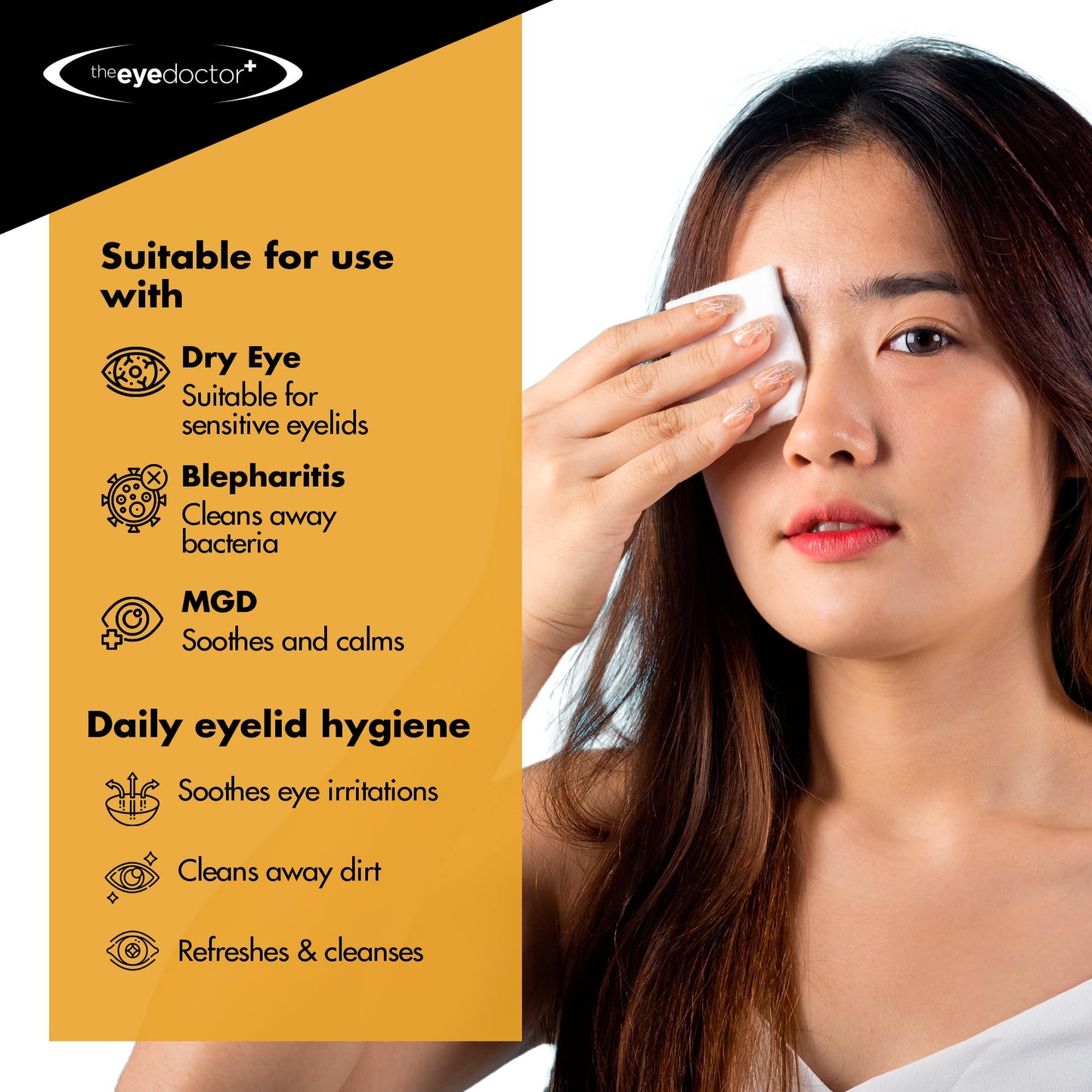 The Eye Doctor Eyelid Wipes - 40 Biodegradable Single-Use Wipes for Sensitive Eyes, Dry Eyes, Blepharitis & MGD - Rinse-Free Makeup Remover