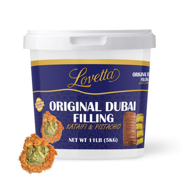 Lovetta Dubai Filling Pistachio & Knafeh Bulk 11Lb (5Kg) Tub - Dubai Chocolate Bar Spread  Rich Pistachio & Knafeh Cream Filling  Gourmet Filling For Desserts  Pastries & Kataifi Bars - Ready To Use
