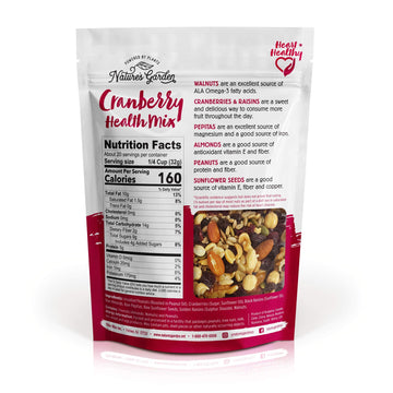 Nature'S Garden Cranberry Health Mix - Power Up Omega Deluxe Trail Mix, Heart Healthy, Gluten Free, Antioxidant Rich, Cholestero
