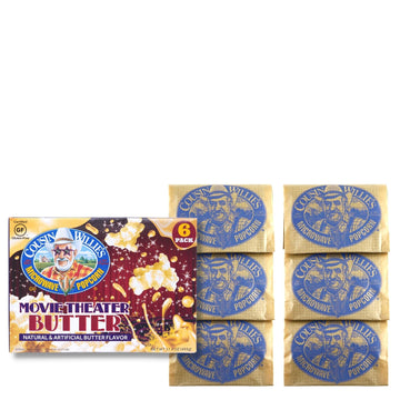 Cousin Willie s Microwave Popcorn Bags, Movie Theater Butter (8 Boxes, 48 Bags) Gourmet Popcorn Boxes for Party, Whole Grain Po