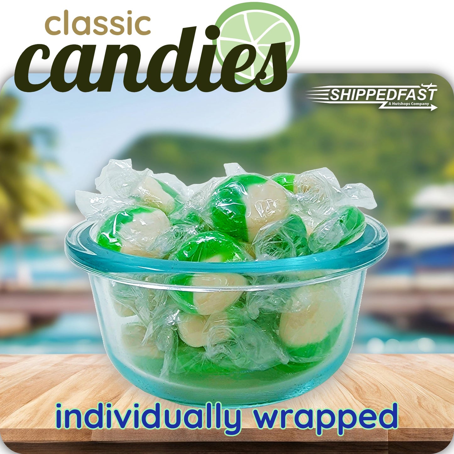 Shippedfast Key Lime Candies - Individually Wrapped Hard Candy, 2 Pound Bag, 28.194 cm Height
