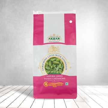 Emperor Akbar Cardamom (Elaichi)- 250G - Green Cardamom In Superior Aroma-Lock Pack (Pink Grade - 7.5Mm & Above)