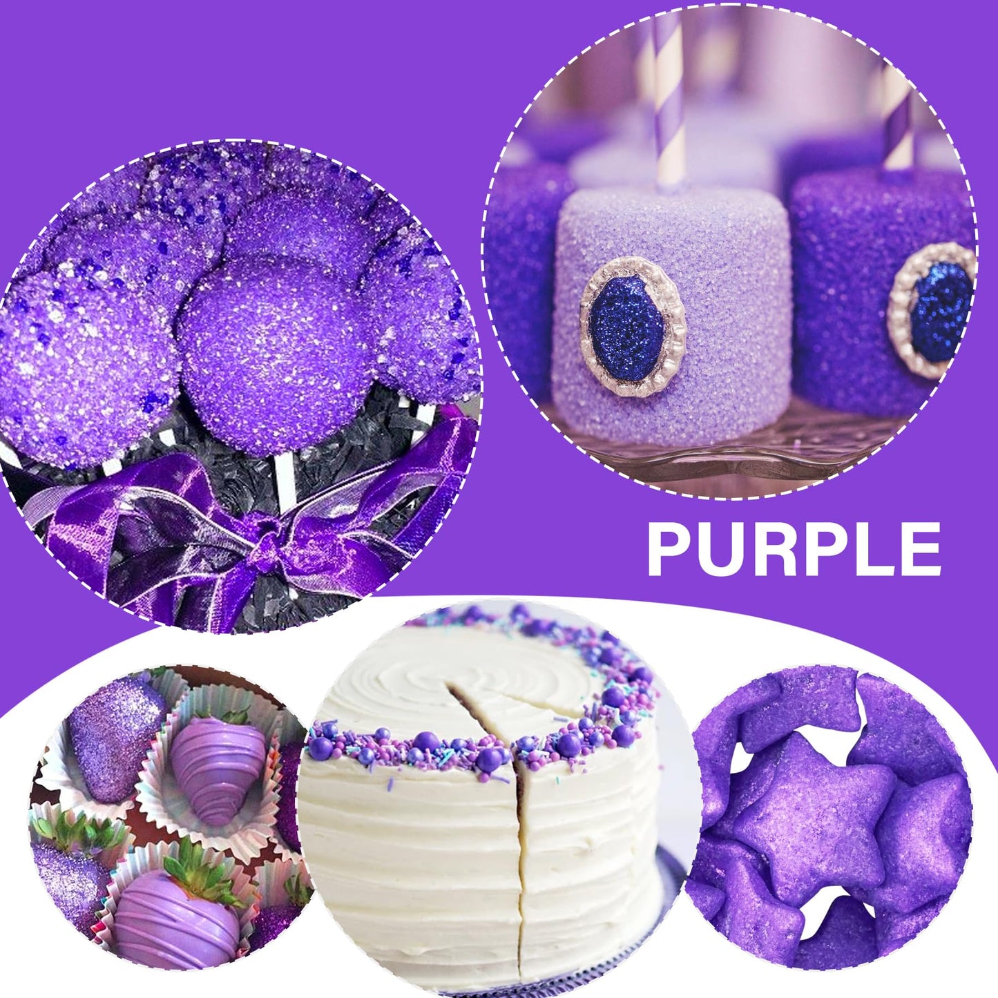 Vividye Edible Glitter Spray - 20g Purple Luster Dust for Baking, Cocktails, Cake, and Candy Decoration