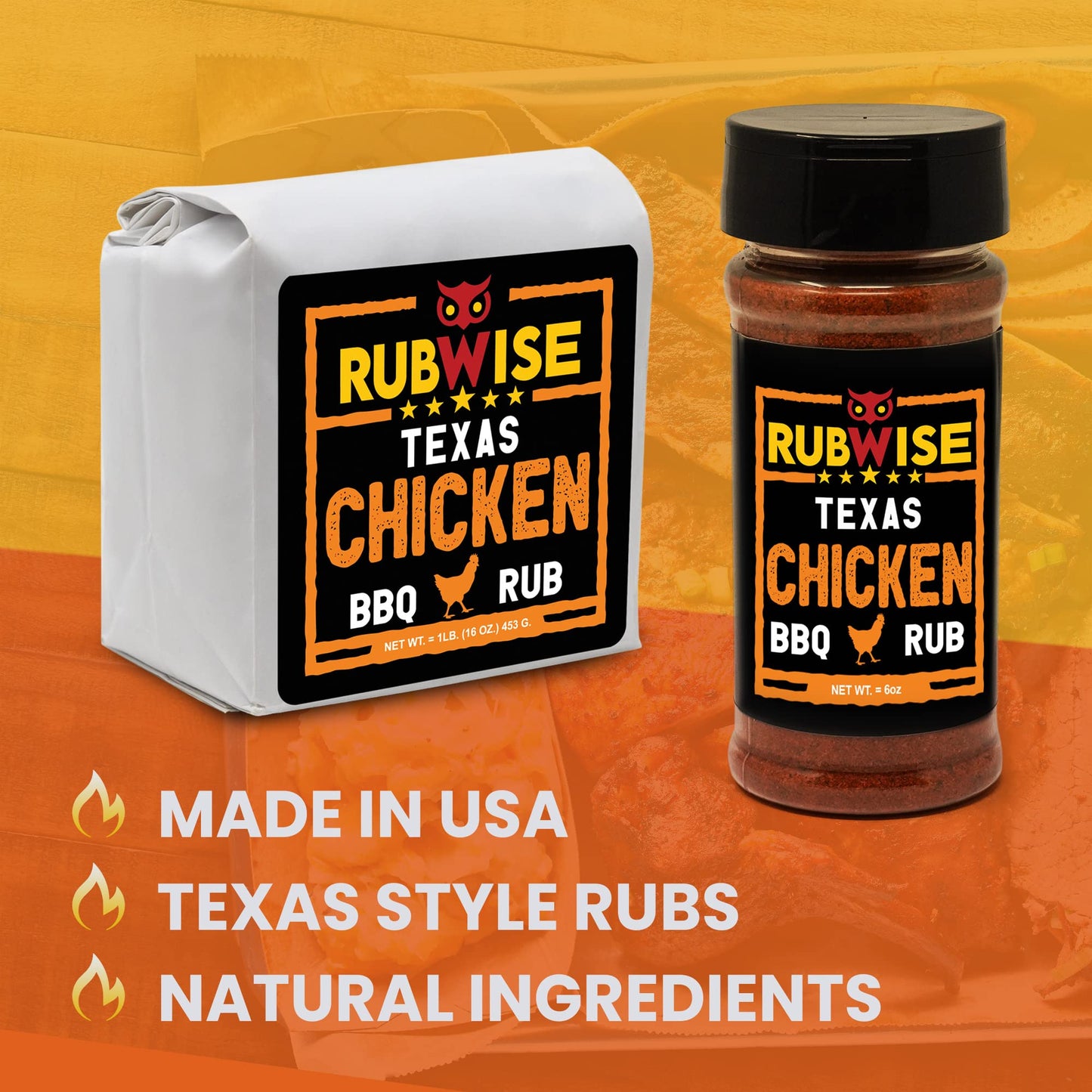 Five Star Seasonings RubWise Texas Style BBQ Chicken Rub - 1lb No MSG - Premium Spices for Poultry, Turkey, Duck, and Seafood