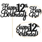 Gyufise 1Pc Happy 12Th Birthday Cake Topper Glitter 12Th Birthday Cake Pick Cheers To 12 Years Old Twelve Fabulous Cake Decorati