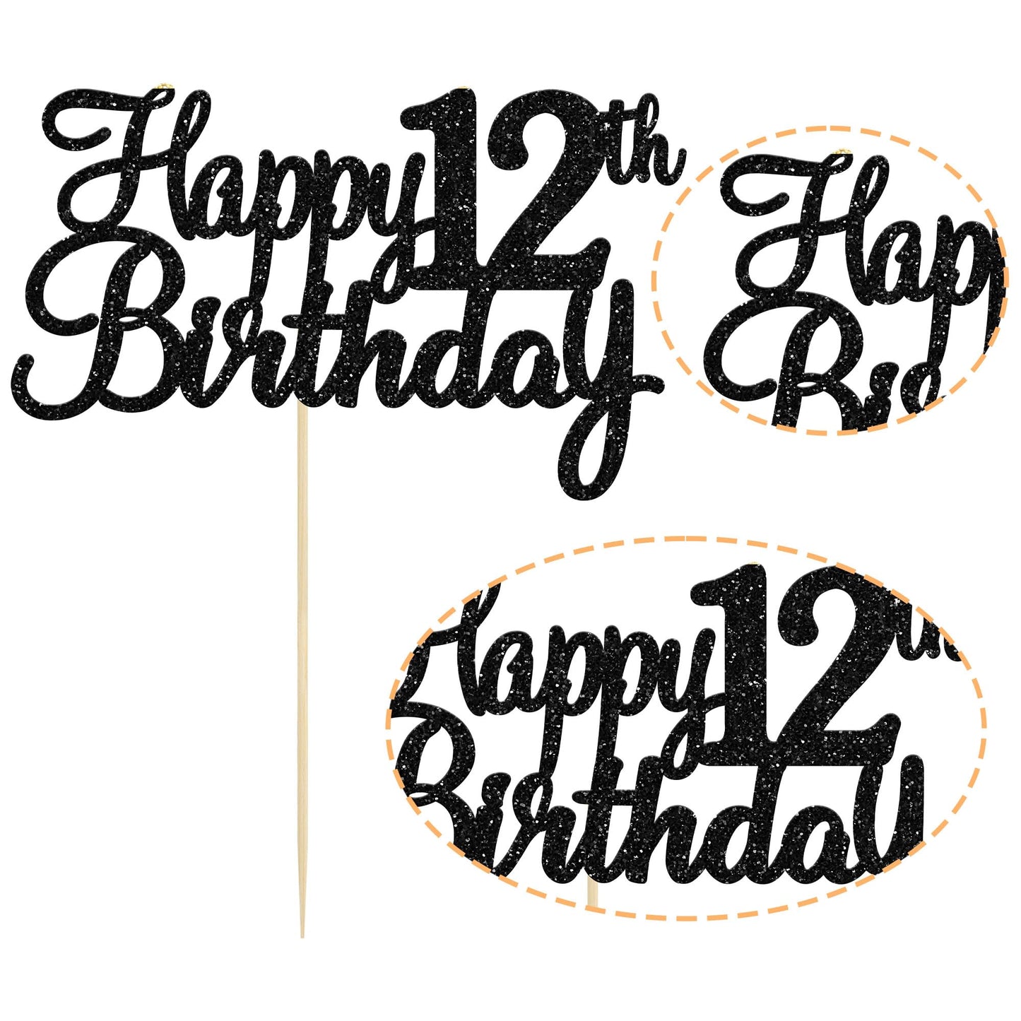 Gyufise 1Pc Happy 12Th Birthday Cake Topper Glitter 12Th Birthday Cake Pick Cheers To 12 Years Old Twelve Fabulous Cake Decorati