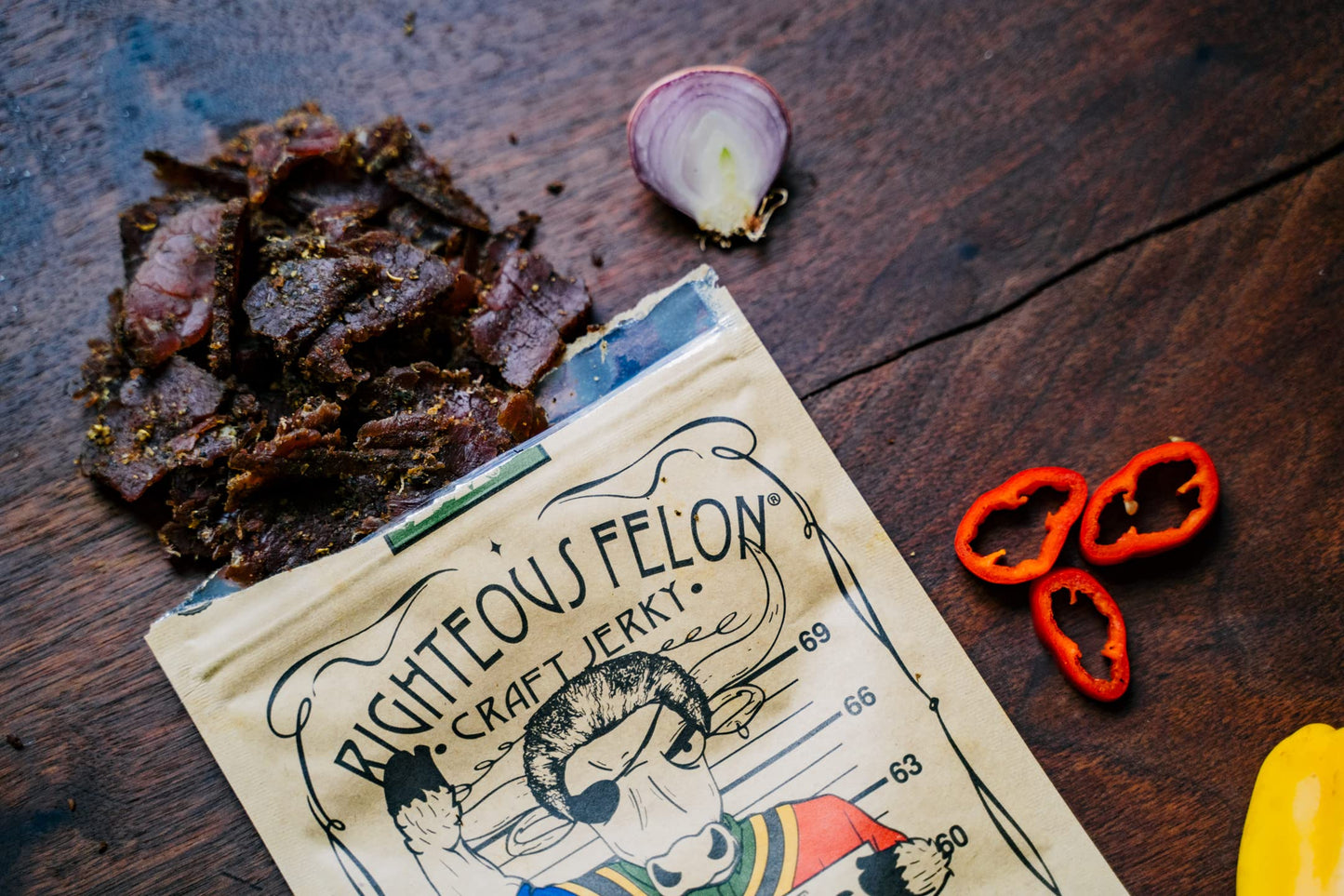 Righteous Felon Beef Jerky, Mens Gift, Gluten Free Biltong Meat Snack, Healthy Snacks For Adults, High Protein, Zero Sugar, Low