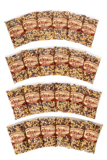 Amish Country Popcorn | 24-4 Oz Bags - Rainbow Kernels | Old Fashioned, Non-GMO and Gluten Free