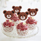 Ercadio Bear Head Cupcake Toppers - 24 Pack, Glitter Paper Jungle Animals, Baby Shower Birthday Party Decorations, Small Size
