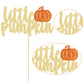 Gyufise Pumpkin Cake Topper, Gold Glitter, Fall Birthday Halloween Decoration, Model UKZN0170, Orange