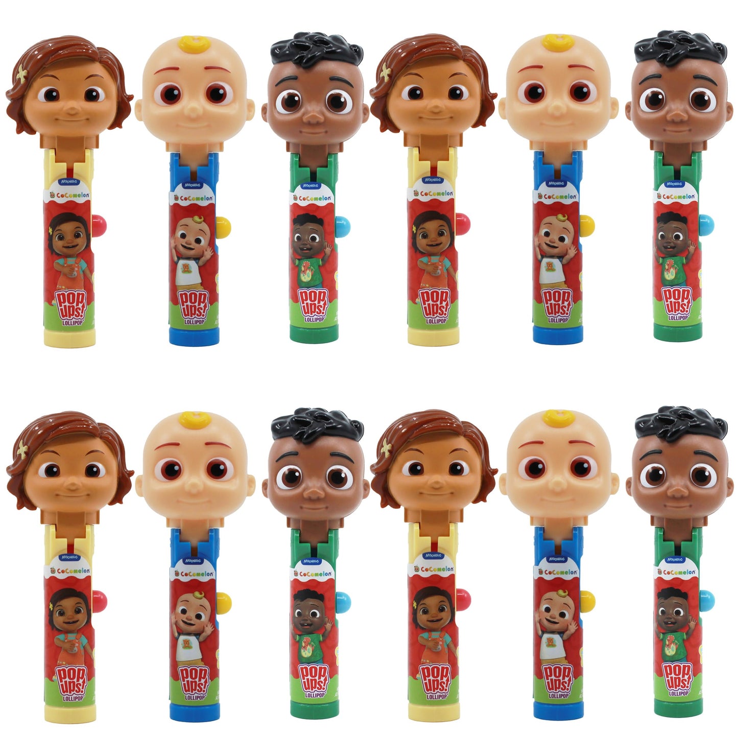 Pop Ups! Cocomelon Lollipop Holders - Nina, JJ, and Cody - 12 Chupa Chups Lollipops with Cases - Individually Wrapped Candy Part