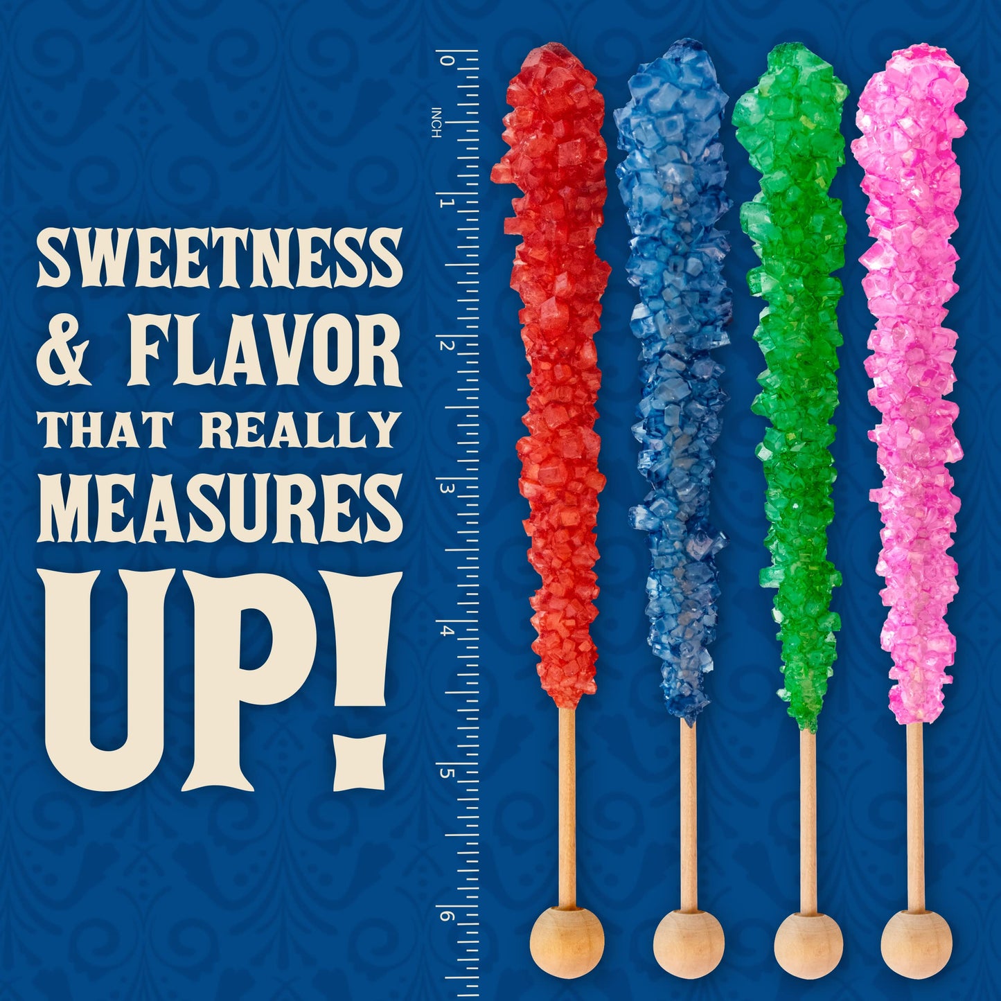 Boones Mill | Xl Rock Crystal Candy Sticks | Assorted Flavors | 36 Count