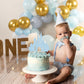 EONNCNT Castle Cake Topper - Light Blue Glitter Cardboard Decoration, 6.3 x 8.7 inches, Birthday Party Supplies