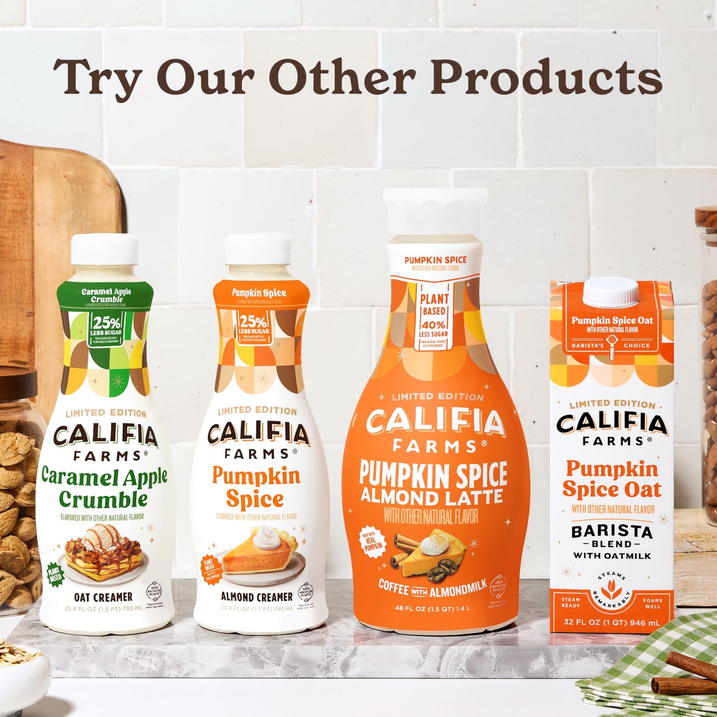 Califia Farms - Pumpkin Spice Almond Milk Coffee Creamer, 25.4 Oz, Dairy Free, Plant Based, Vegan, Gluten Free, Non GMO, Almond