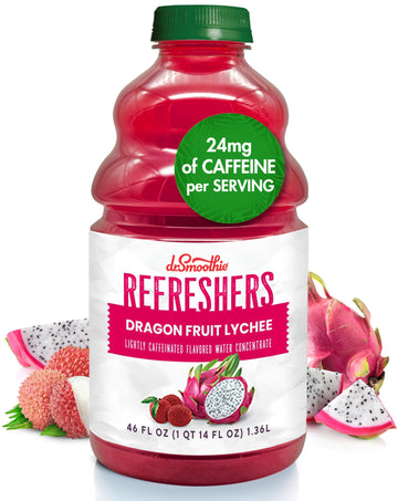 Dr. Smoothie Refreshers Drink Concentrate - Dragon Fruit Lychee, Lightly Caffeinated, 46 Fl Oz, No Artificial Colors