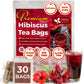 FRESHDRINKUS Premium Hibiscus Flower Tea Bags, 100% Natural, 30 Bags, Vegan, No Caffeine, No Sugar, Gluten-Free