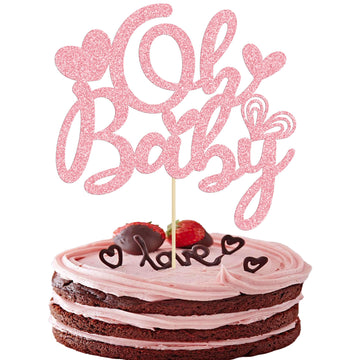 Ephlyn 1Pcs Happy Valentine'S Day Oh Baby Cake Topper Pink Glitter Valentine Babyshower Cake Decorations For Love Valentine'S Da