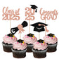 YCTHUNFISH 30 Pack Cupcake Toppers Rose Gold Glitter Graduation Class of 2025 Decorations