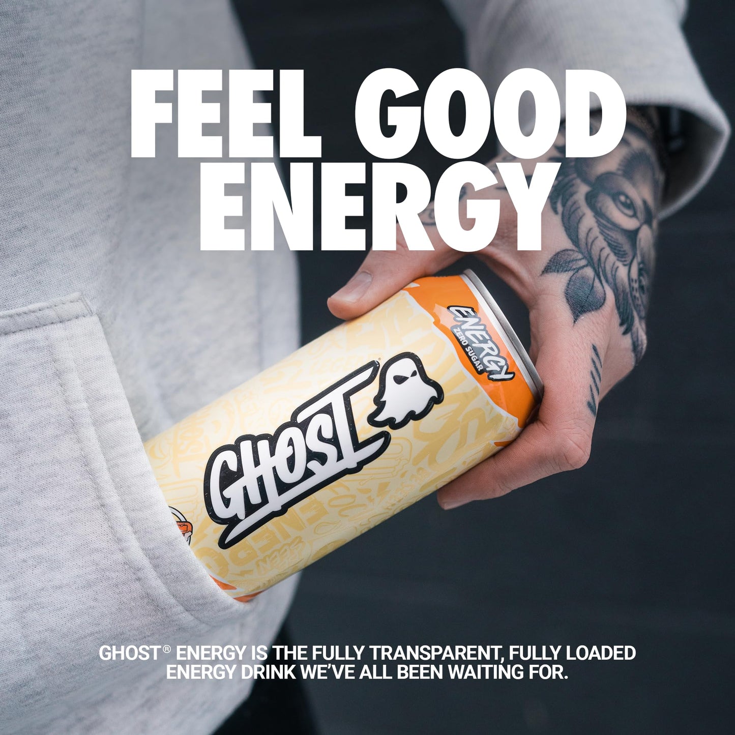 GHOST Energy Drink - Orange Cream - 12-Pack, 16oz Cans - Gluten-Free, Vegan, 200mg Natural Caffeine