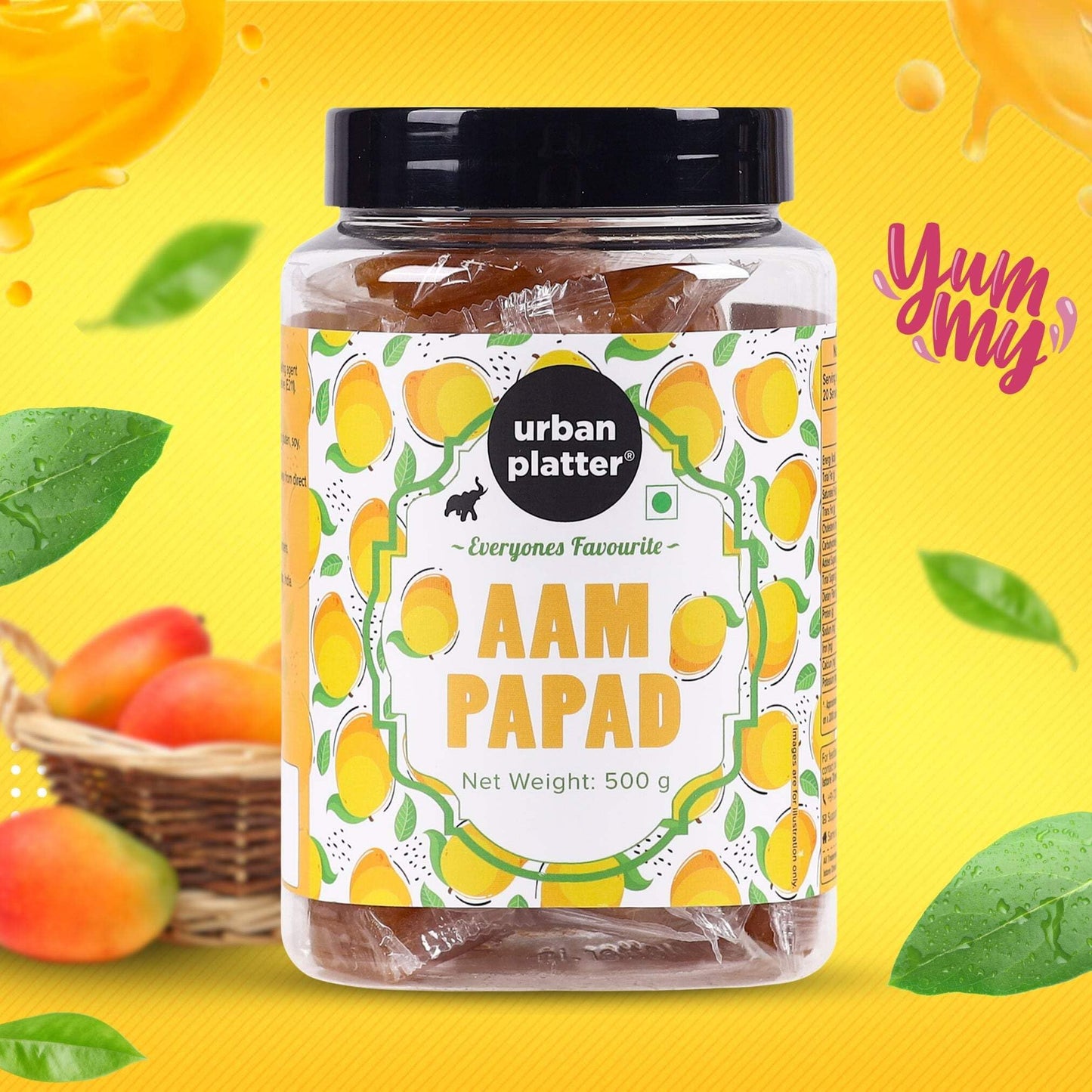 Urban Platter Aam Papad | 17.64 Oz (500G) | Indian Mango Fruit Leather | Sweet & Tangy Snack | Made From Real Mango Pulp | Soft, Chewy & Delicious Candy | Vegan & Preservative-Free