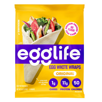 Egglife Original Egg White Wraps - (6 Count) - Refrigerated, Flourless, Gluten Free Wraps - Low Carb Tortilla Alternative