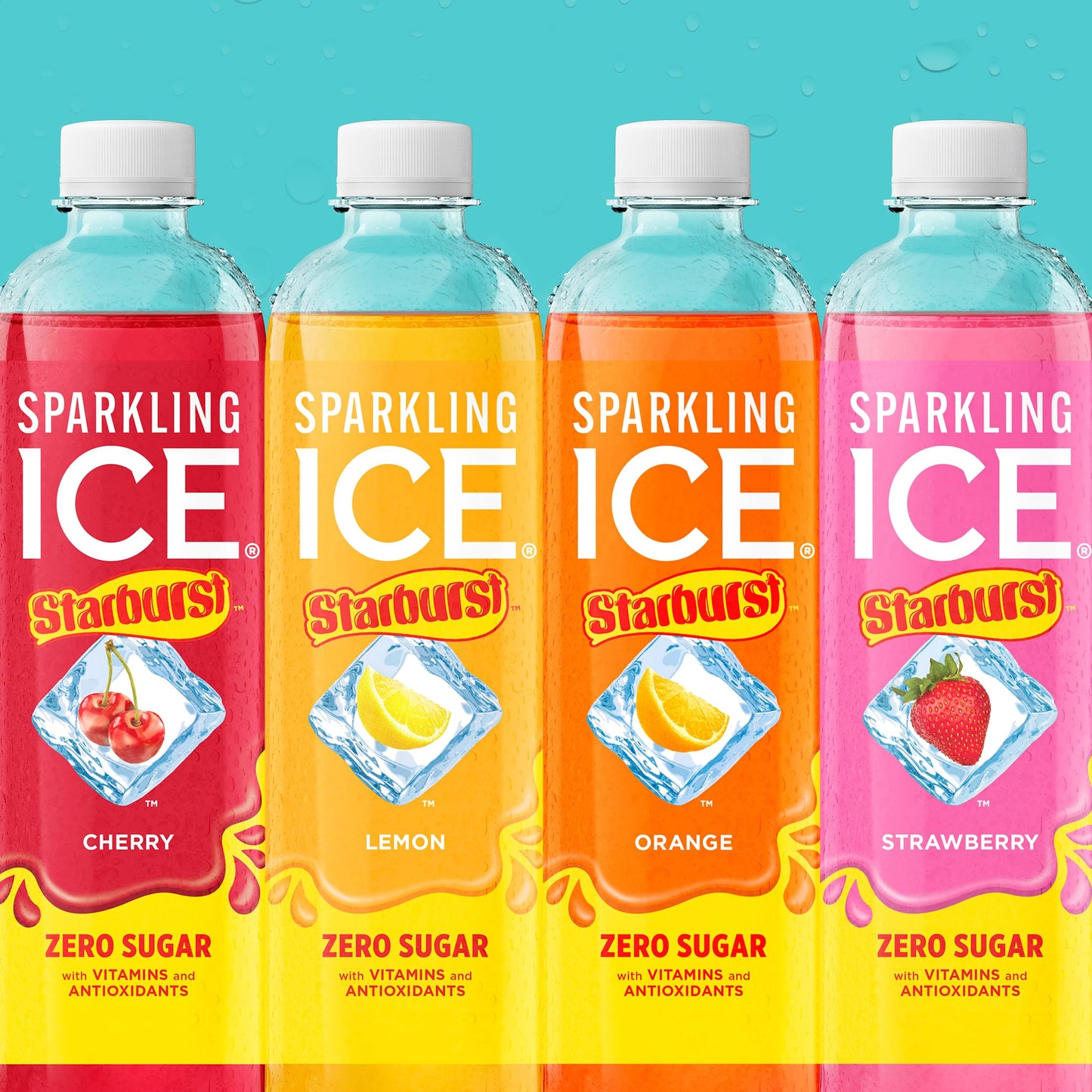 Sparkling Ice STARBURST Variety Pack, Zero Sugar Sparkling Water, 12 Count, 17 Fl Oz (Cherry, Strawberry, Lemon, Orange)