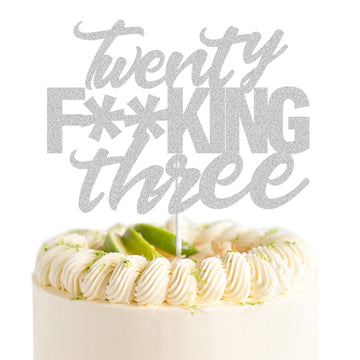 Twenty Three Silver Glitter Cake Toppers 23 Years Old 23Rd Birthday Anniversary Party Decorations Supplies