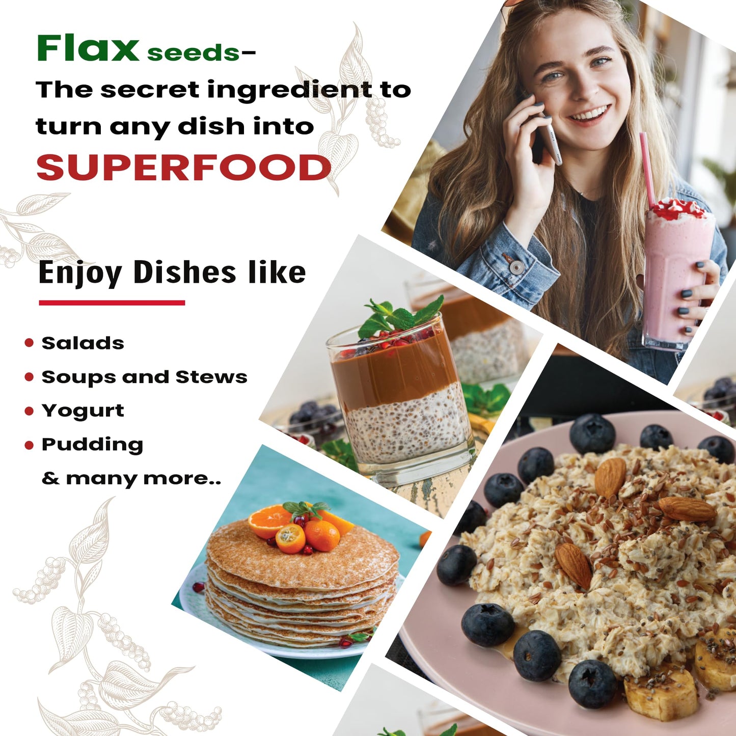 Organic 100% Natural Spices Flax Seeds Whole 8 Oz Or 226G | Non Gmo | Kosher | By Ramaroma | Unroasted Flax Seed | Plant Based |