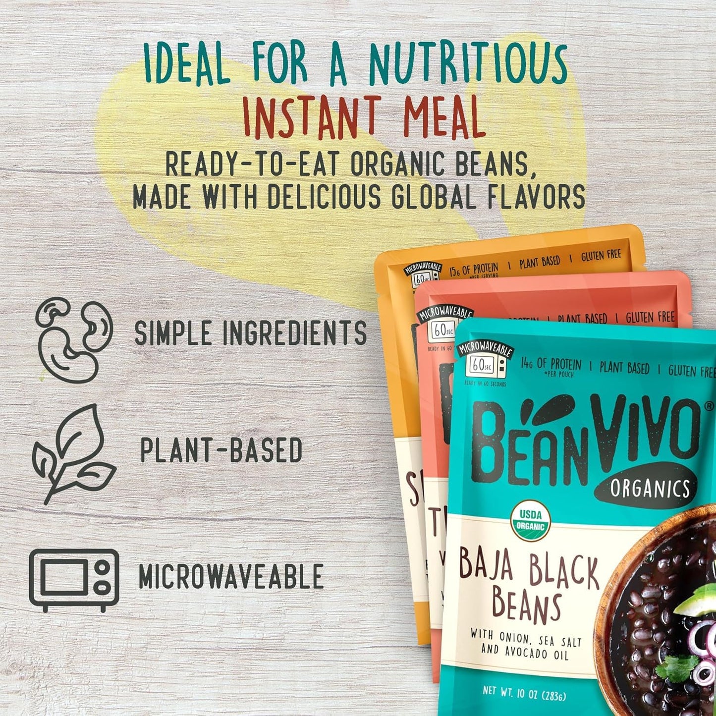 Beanvivo - Variety 6 Pack (10 Oz Each) - Organic Baja Black Beans, Three Bean Vegan Chili, Bbq Pinto Beans - Seasoned & Ready To