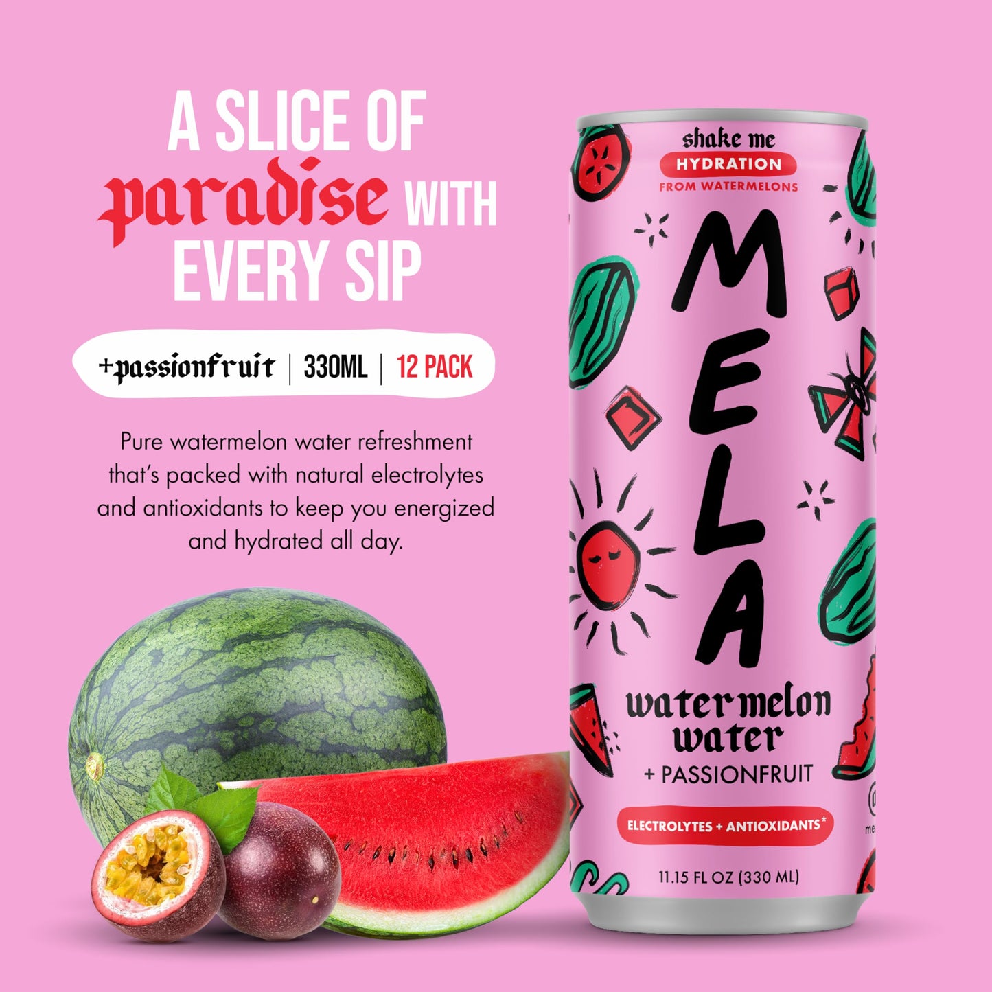 Mela Watermelon Water - Watermelon Juice, 100 Percent Natural Fruit Juice with Vitamin C, Electrolytes, Antioxidants - Coconut W
