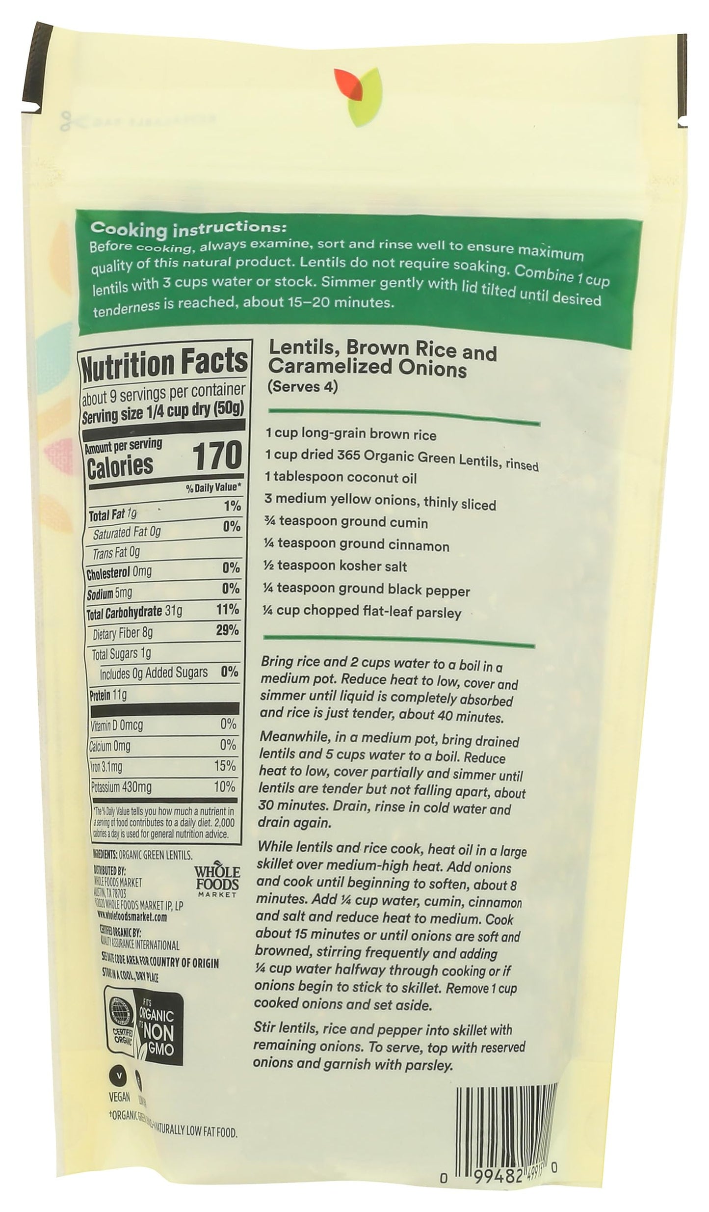 365 by Whole Foods Market  Organic Green Lentils  16 Ounce