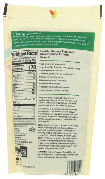 365 by Whole Foods Market  Organic Green Lentils  16 Ounce