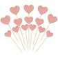 Gyufise Heart Cupcake Toppers - 30 Pcs Rose Gold Glitter Picks for Weddings, Engagements, Birthdays, Valentines Day Party Supplies