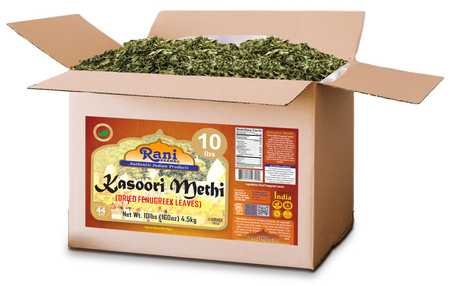 Rani Fenugreek Leaves Dried (Kasoori Methi) 160Oz (10Lbs) 4.54Kg Bulk Box ~ All Natural | Vegan | Gluten Friendly | Non-Gmo | Ko