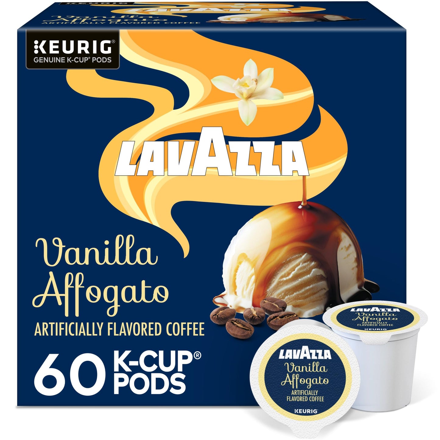 Lavazza Vanilla Affogato Coffee  Single Serve Keurig K-Cup Pods  Flavored Coffee  60-Count Box (6 Packs of 10)