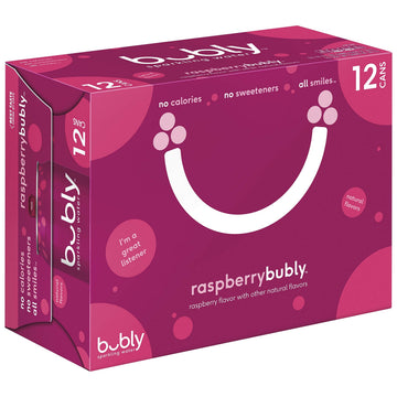Bubly Sparkling Water, Raspberry, 12Ounce Cans, 12 Count