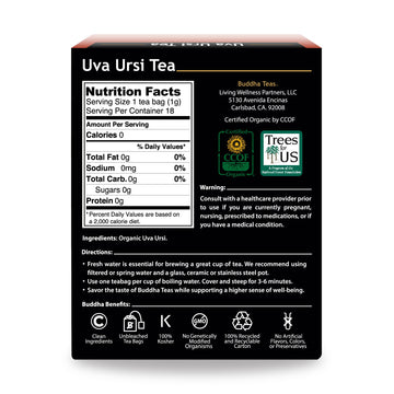 Buddha Teas Organic Uva Ursi Tea - Ou Kosher, Usda Organic, Ccof Organic, 18 Bleach-Free Tea Bags