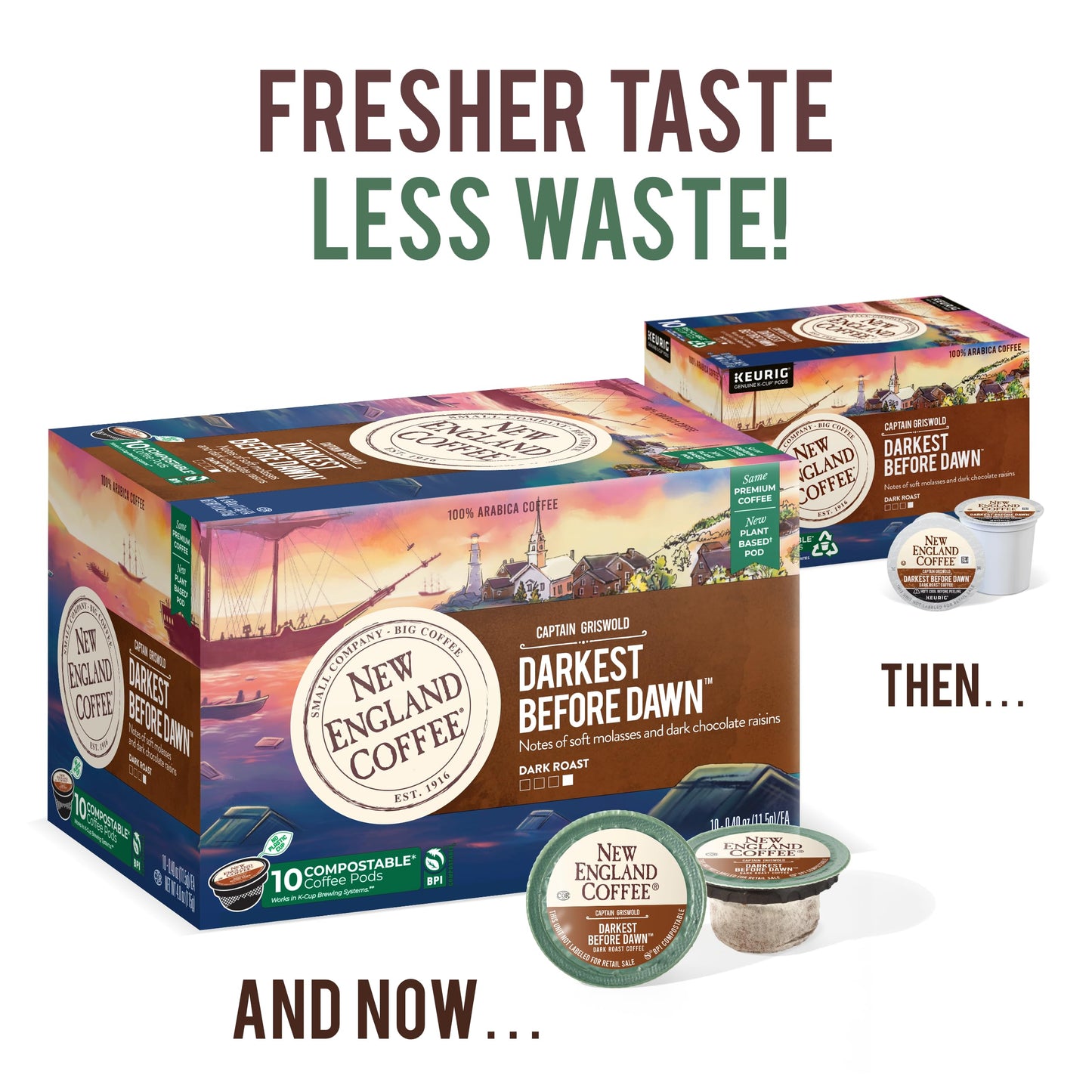New England Coffee Dark Roast Single Serve Pods, 10 Count, Pack of 1