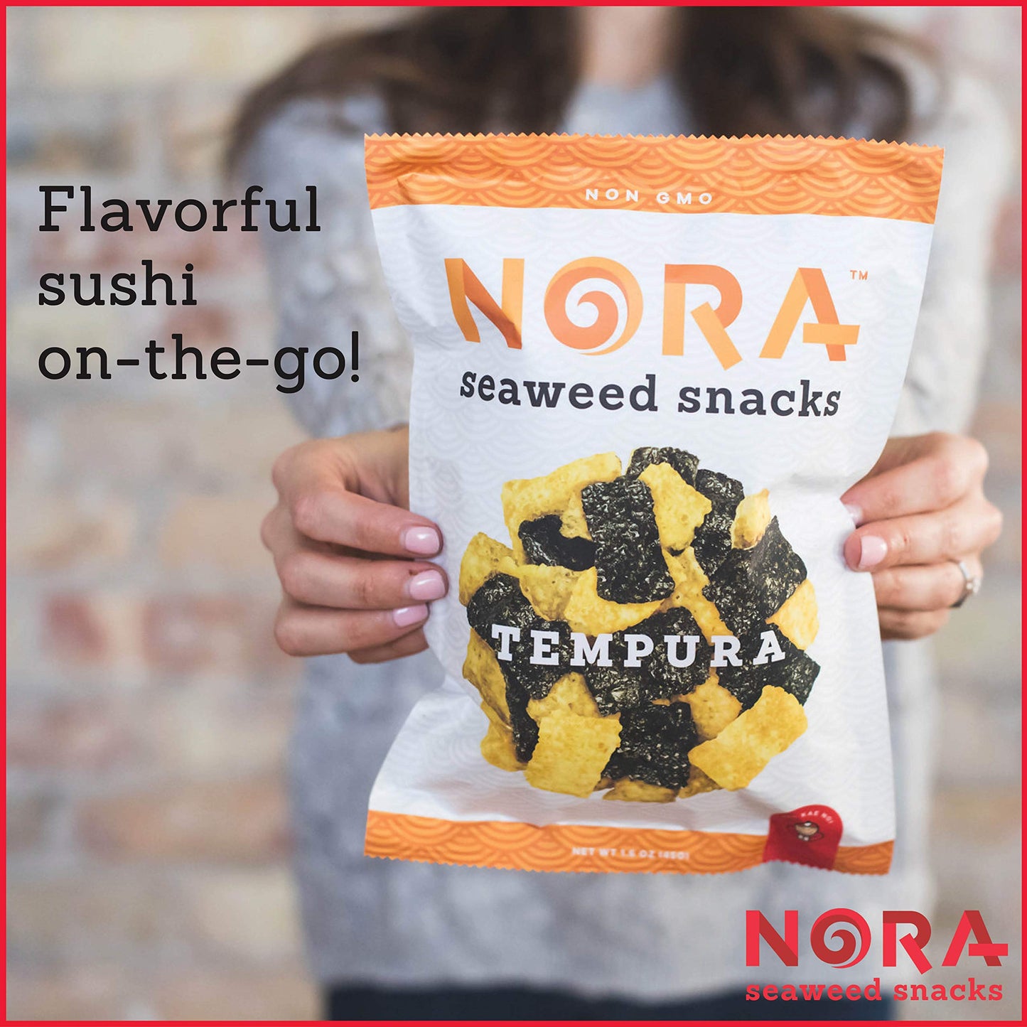 Original Tempura Seaweed Snacks by Nora, Thick Nori Sheets Snack Strips, Low-Carb Healthy Snacks for Adults, Asian Snacks, Vegan