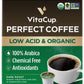 VitaCup Organic Perfect Dark Roast Decaf Coffee Pod for Pure & Clean Energy  Antioxidants  Low Acid  Guatemala Single Origin in Recyclable Single Serve Pod compatible w/Keurig K-Cup malt-inspired 16CT