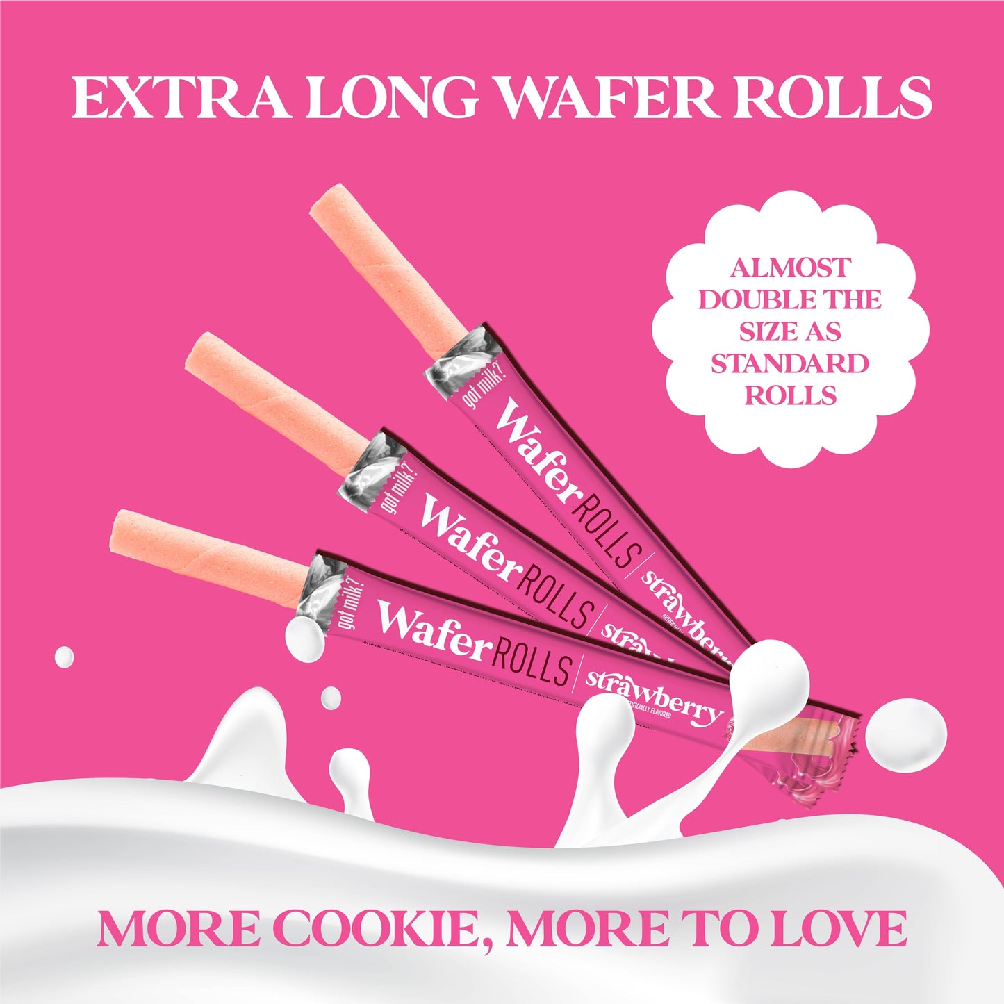 Got Milk? Wafer Rolls, Strawberry, Individually Wrapped, 17 oz, 30 Rolls, Retail Pack