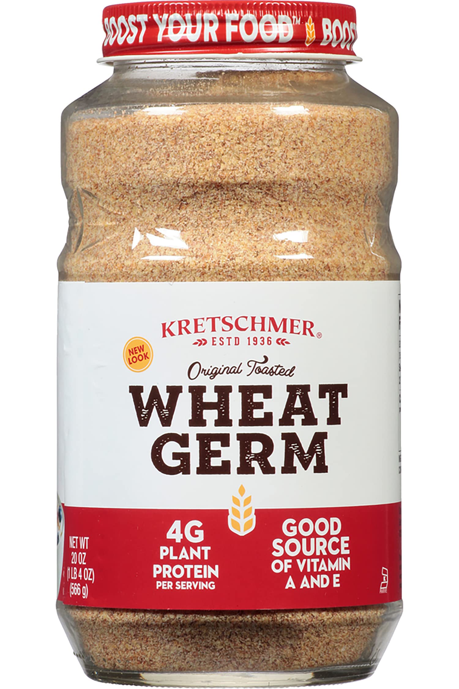 Kretschmer Original Toasted Wheat Germ Boost Your Food With, 20 Ounce Glass Jar (Pack Of 2)