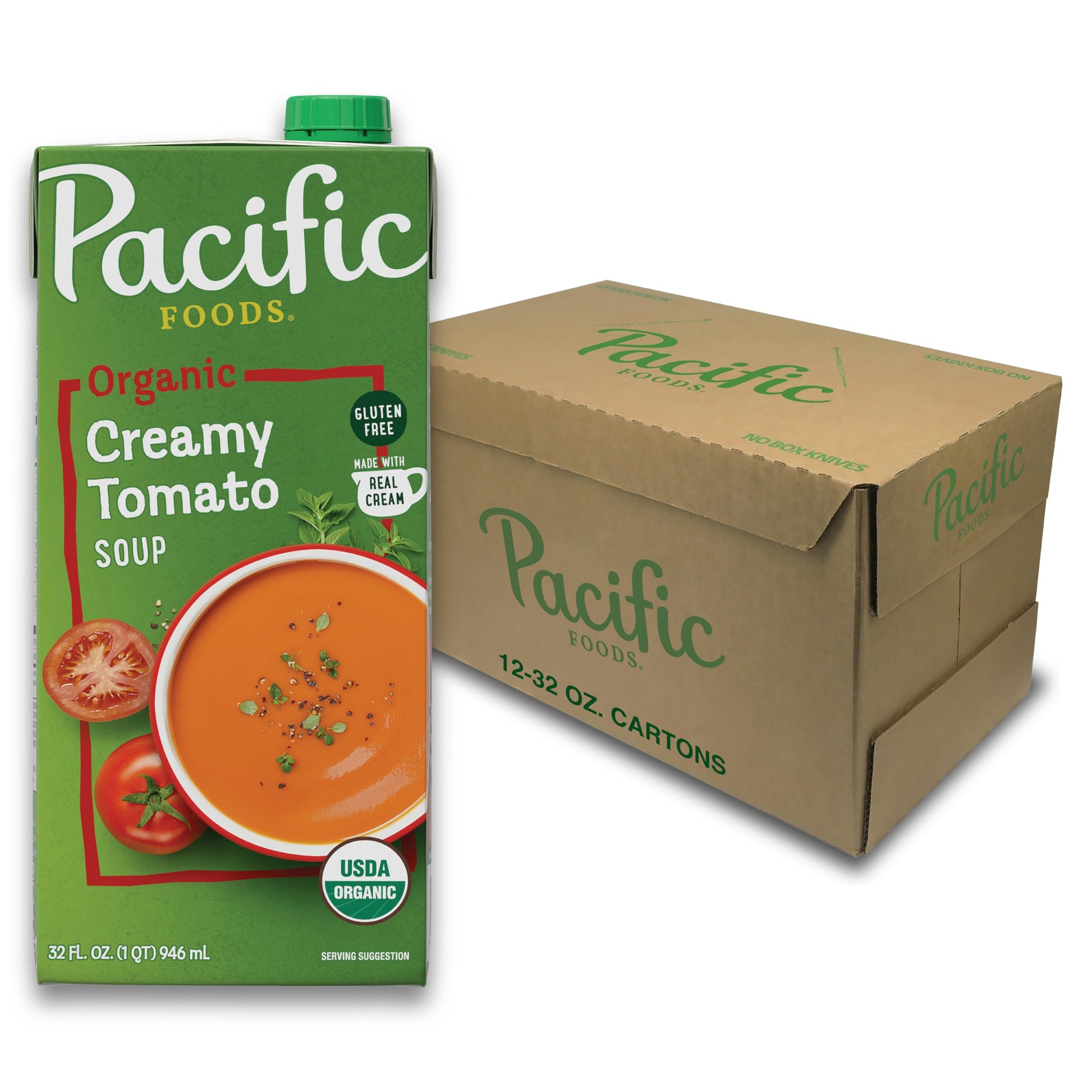 Pacific Foods Organic Creamy Tomato Soup, 32 oz Carton (Pack of 12)